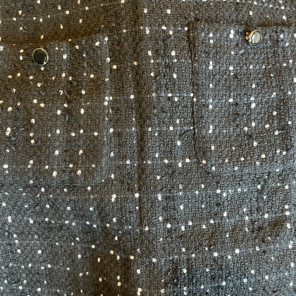 Zara Tweed Dress Black White Mini Bishop Sleeves Medium Work Office - Picture 5 of 7